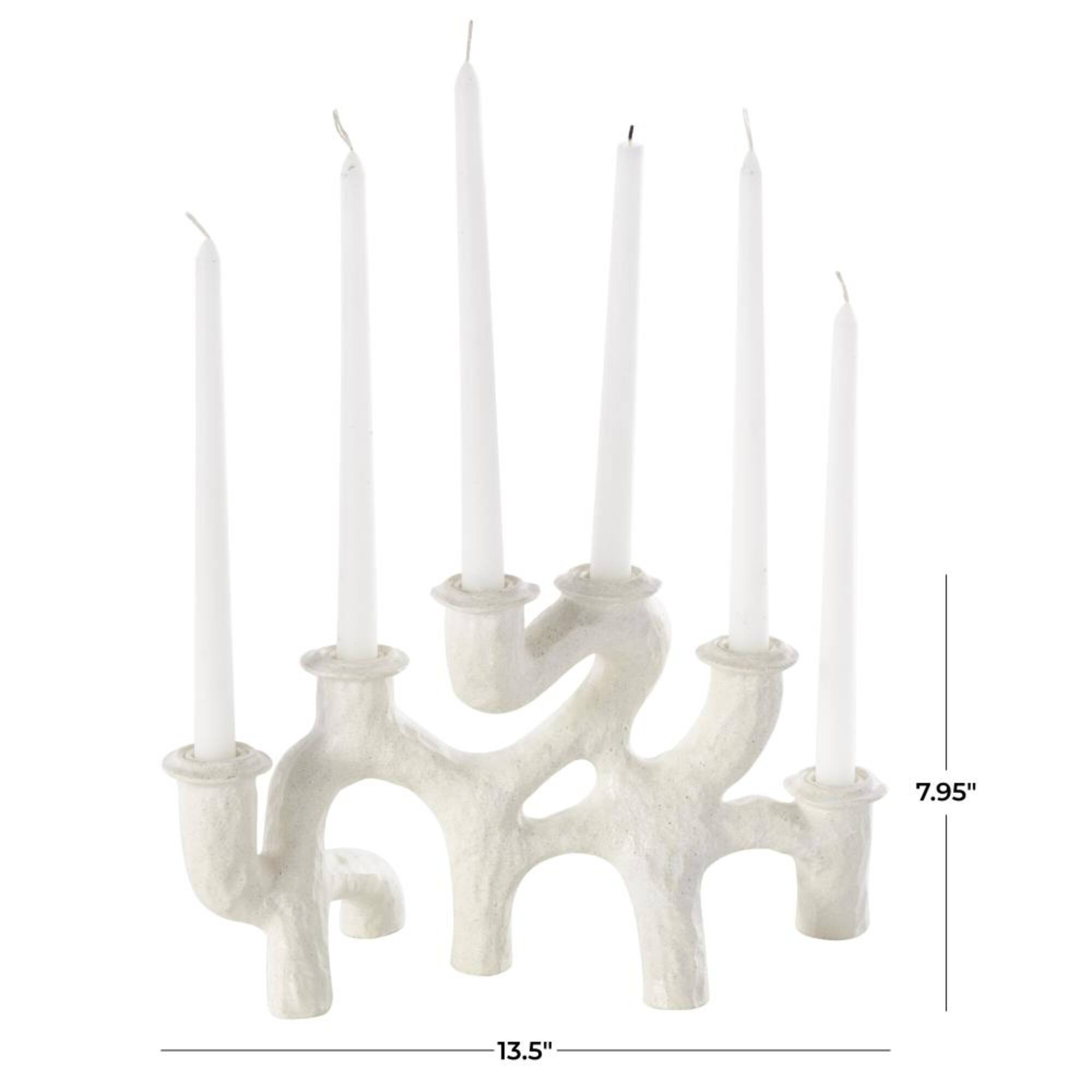Cream Resin Abstract Textured Curvy Decorative Candelabra
